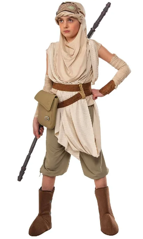 Star Wars The Force Awakens Rey Deluxe Girls Costume