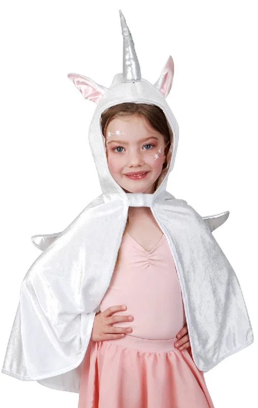 Velvet White Kids Unicorn Dress Up Costume Cape