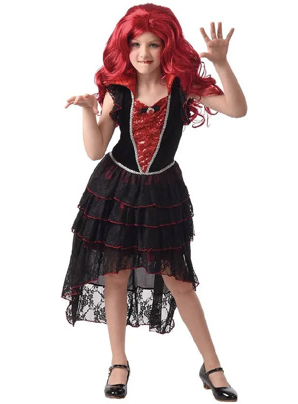 Vampiress Girls Black and Red Sequin Halloween Costume