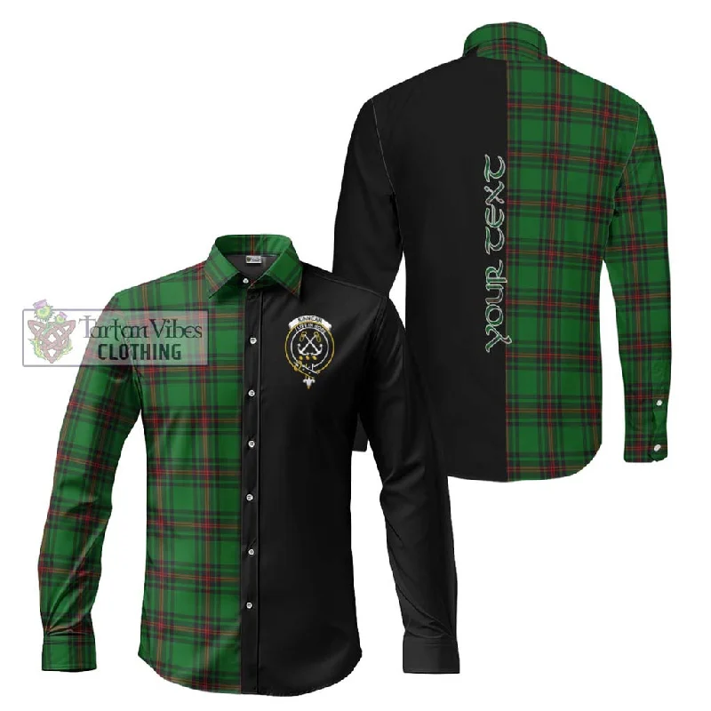 Kinnear Tartan Long Sleeve Button Shirt with Family Crest and Half Of Me Style