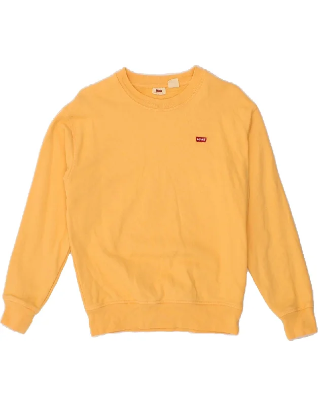 LEVI'S Womens Oversized Sweatshirt Jumper UK 6 XS Yellow Cotton Premium sweaters