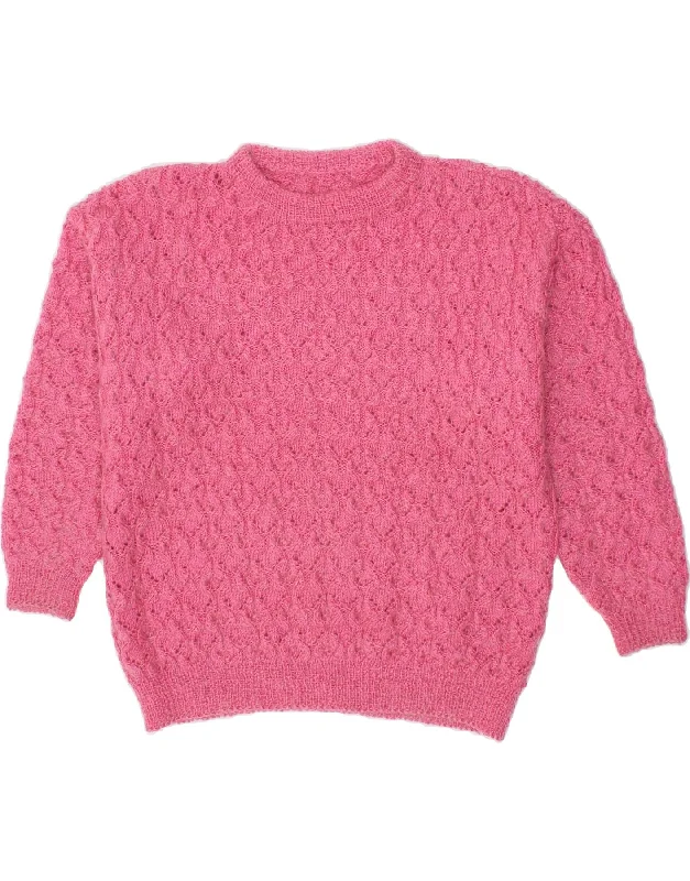 VINTAGE Womens Boat Neck Jumper Sweater UK 14 Large Pink UV protection sweaters
