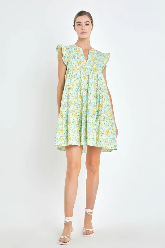Floral Printed Babydoll Mini Summer mini dresses