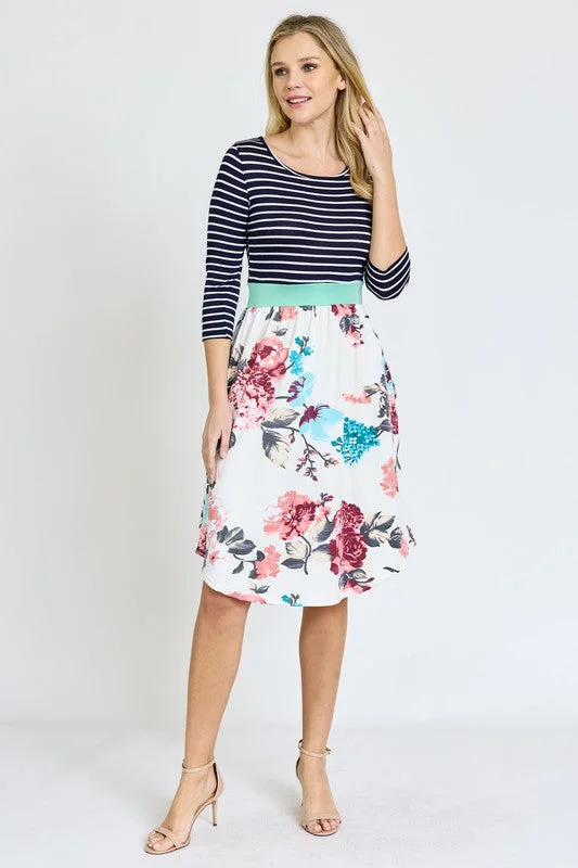 Plus Quarter Sleeve Band Midi Dress Best midi dresses for casual wear