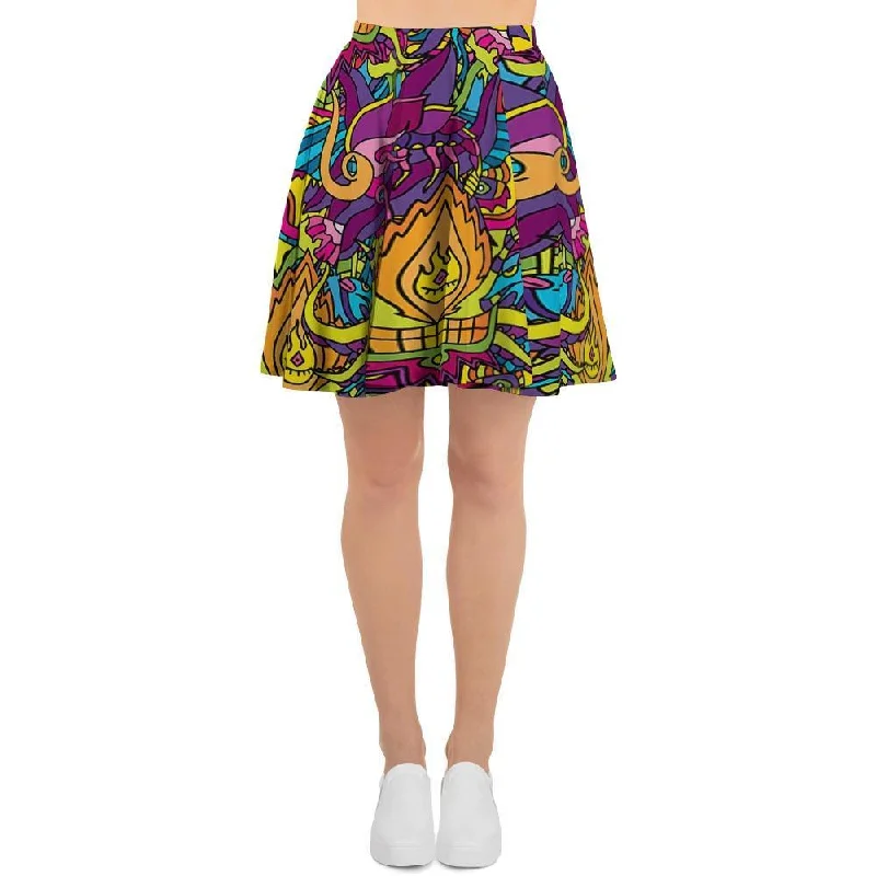Hippie Flame Psychedelic Trippy Women's Skirt Corset unclassified skirts