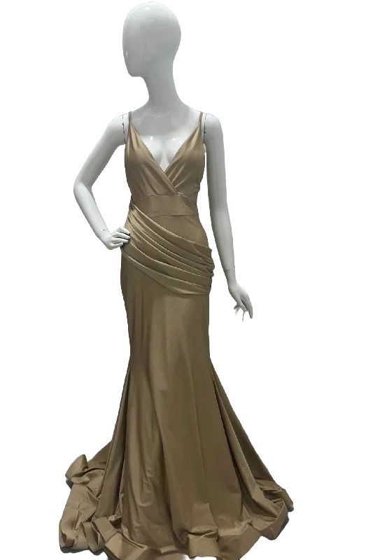 V-Neck Front Draped Gown Ruched unclassified dresses