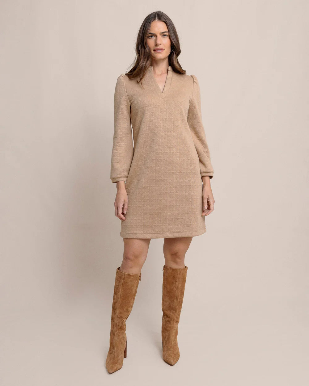 Oren Quilted Dress - Tannin by Southern Tide Ruched unclassified dresses