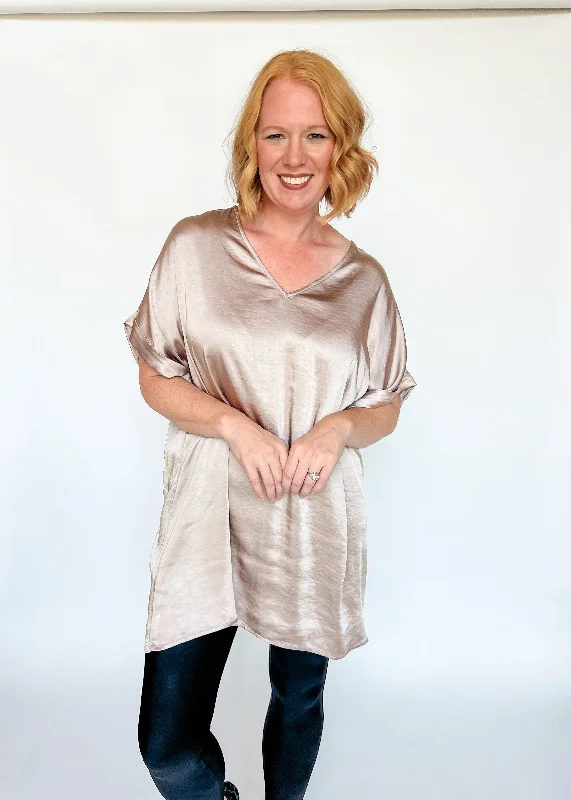 Sophia Satin Tunic Dress - Mocha Best-selling unclassified dresses