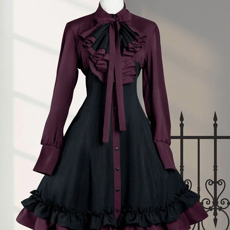OP Dress Black Purple Ruffle Gothic Lolita Silk unclassified dresses