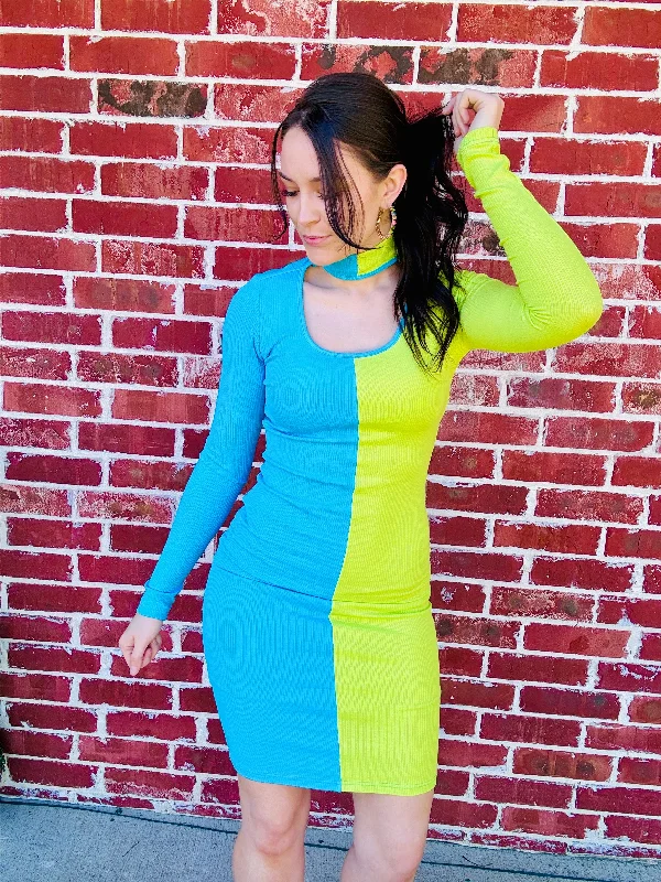 Lime Twist Make It Look Easy Mock Neck Dress Designer unclassified dresses