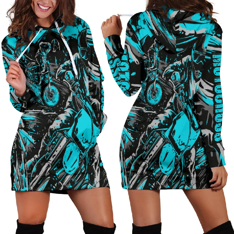 Motocross Hoodie Dress Carolina Blue Best-selling unclassified dresses