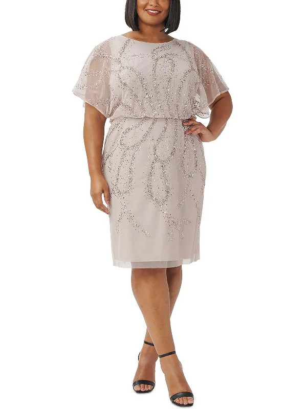 Plus Womens Blouson Midi Cocktail and Party Dress Casual A-line Skirt