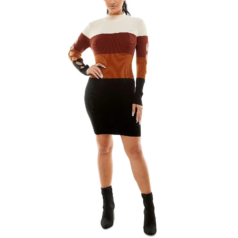 Juniors Womens Knit Cut-Out Sweaterdress Chic Knit Dress