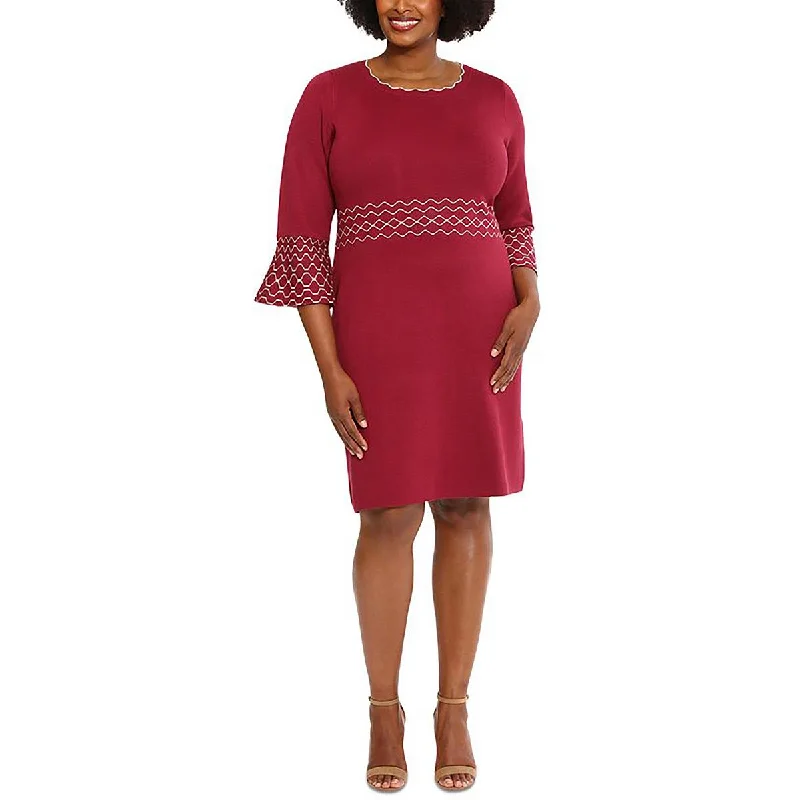 Plus Womens Sweater Dress Knee Length Sweaterdress Trendy Knit Sweater