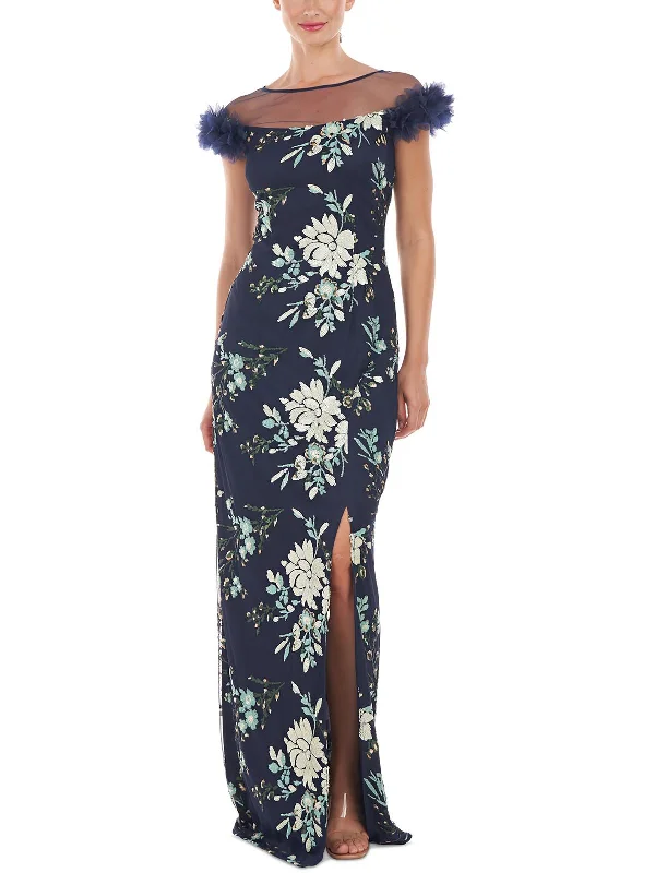 Hally Womens Sequined Mesh Evening Dress Sparkling Sequin Dress
