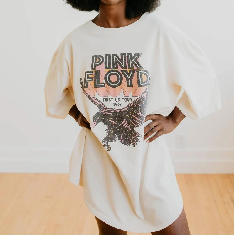 Pink Floyd First Us Tour Oversized T-Shirt Dress In White Fashion Shirt Dress